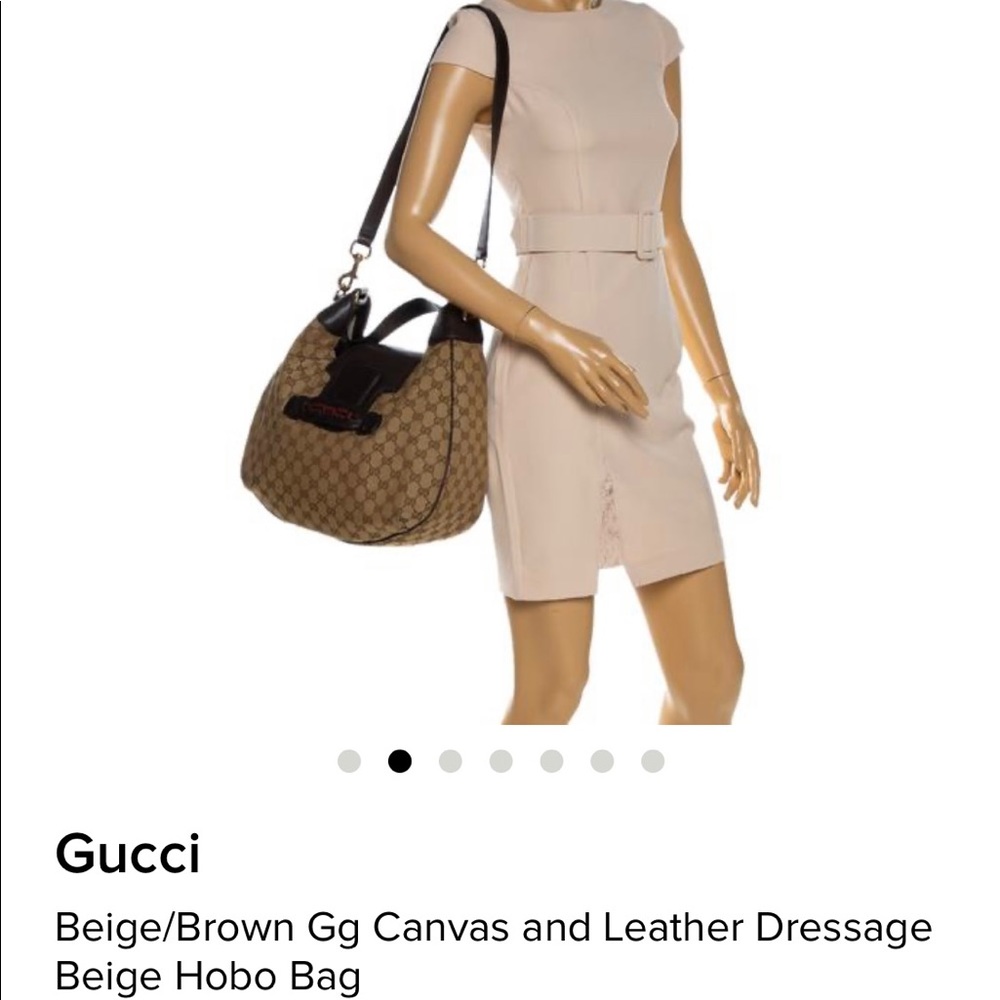 Gucci Beige/Brown GG Canvas and Leather Dressage Hobo Bag